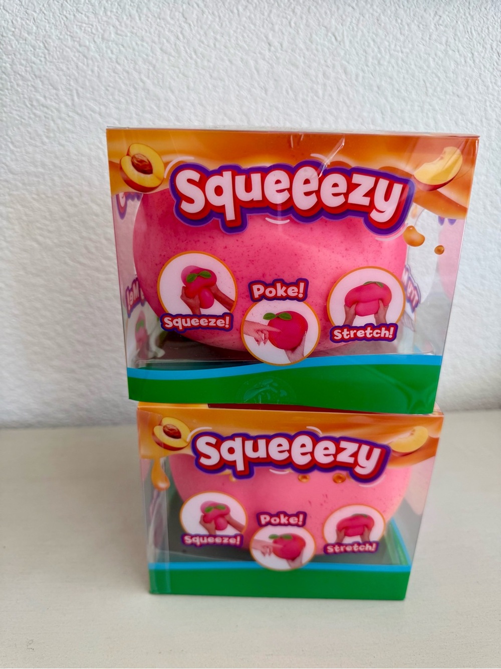 Squee-ezy Pink Peach Squishy Toy 2 units